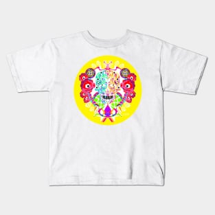 game of life in a tree of marvelous colors in deadly mexican ecopop art Kids T-Shirt